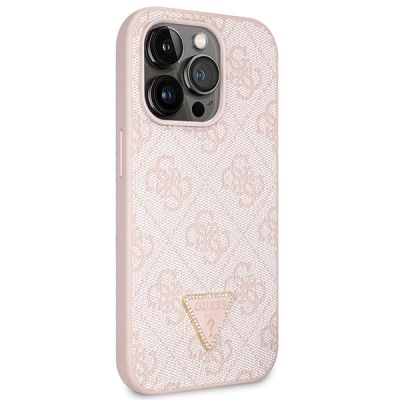 4. Guess GUHCP14LP4TDSCPP Hülle für iPhone 14 Pro – rosa Crossbody 4G Metalllogo