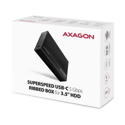 8. AXAGON EE35-GTR USB-C 3.2 Gen 1 - SATA 6G, 3,5" externes Festplattengehäuse, gerillt - Schwarz