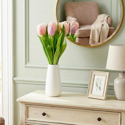 7. Strauß aus 7 rosa Tulpen, 31 cm, naturgetreue Frühlingsdekoration