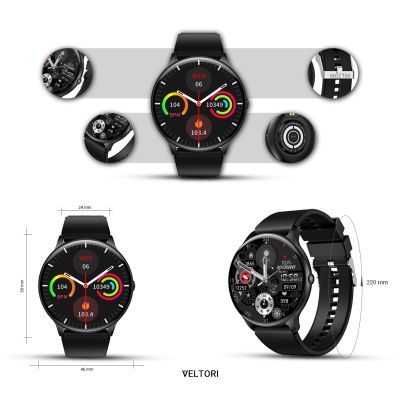 9. VELTORI VT160-1 Smartwatch Schwarzes Silikonarmband