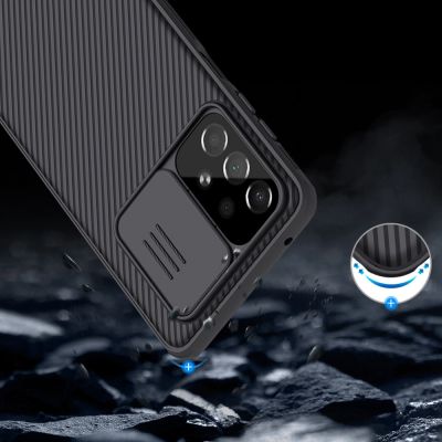17. Nillkin CamShield Pro Case Gepanzerte Gehäuseabdeckung Kameraschutz für Samsung Galaxy A73 Schwarz