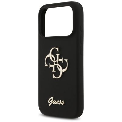 6. Guess Silikonhülle mit großem 4G-Schriftzug für iPhone 17 Pro – Schwarz