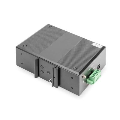 3. Industrieller Switch mit 7 Ports, Gigabit PoE+, 1x PD, IEEE802.3af/at, DIN-Schienenmontage und erweitertem Temperaturbereich.
