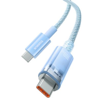 6. Baseus Explorer 100W USB-C - USB-C-Kabel mit intelligentem Temperatursensor 1m - Blau