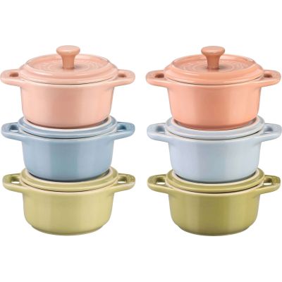 6er-Set Mini-Schälchen, STAUB GESCHENKIDEE, Mini-Cocotte rund 10 cm, mehrfarbig