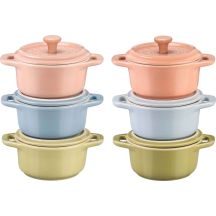 6er-Set Mini-Schälchen, STAUB GESCHENKIDEE, Mini-Cocotte rund 10 cm, mehrfarbig