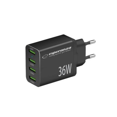 ESPERANZA Wandladegerät 36W 4x USB-A QC 3.0 18W EZC107K