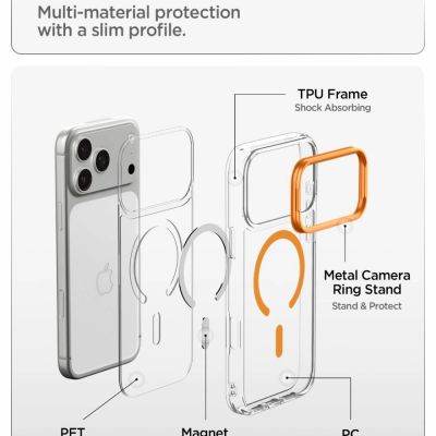 8. Spigen Ultra Hybrid Optik S MagSafe Hülle für iPhone 18 Pro Max / 17 Pro Max – Transparentes Orange