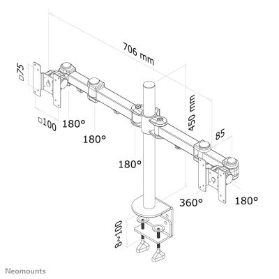 6. Neomounts FPMA-D960D Monitorhalterung/Ständer für 68,6 cm (27") schwarze Schreibtischmonitore