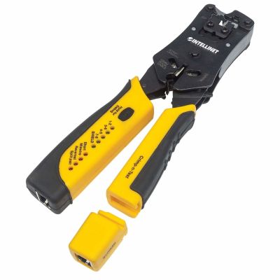13. INTELLINET RJ45/RJ11/RJ12/RJ22 Stecker-Crimpwerkzeug mit Kabeltester 780124