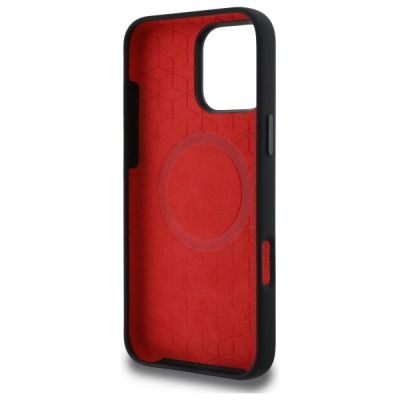 7. BMW Silikonhülle mit Mittelstreifen und MagSafe-Design für iPhone 16 Pro Max – Schwarz