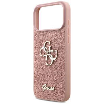 6. Guess Fixed Glitter Big 4G Case für iPhone 17 Pro Max - Rosa