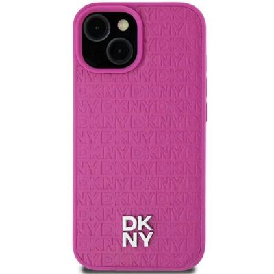 3. DKNY MagSafe-Hülle mit Ledermuster und Metalllogo für iPhone 15/14/13, Rosa
