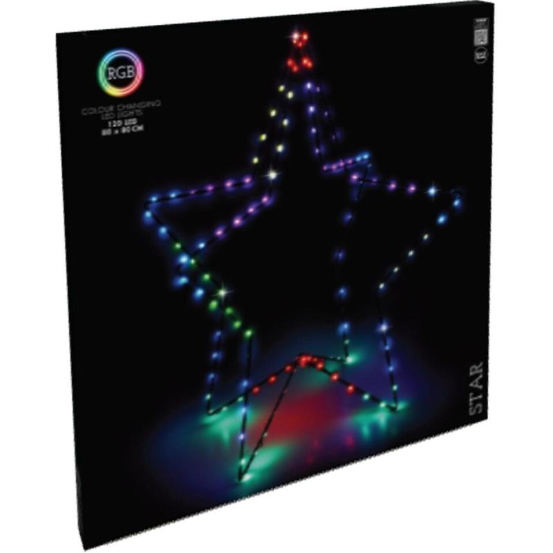 32. 3D-DEKORATIVER STEHENDER STERN 120 LED RGB 80CM