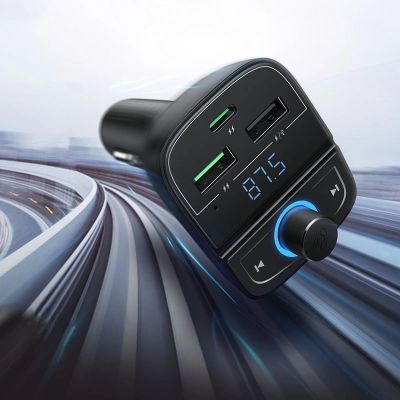 2. Ugreen FM Transmitter Bluetooth 5.0 MP3 Autoladegerät 3x USB TF Micro SD 4.8 A schwarz (CD229)