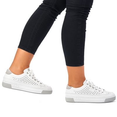 16. Rieker W RKR642 durchbrochene Lederschuhe weiß