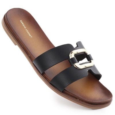 4. Damenpantoffeln mit Verzierungen, schwarz, Sergio Leone SK077H