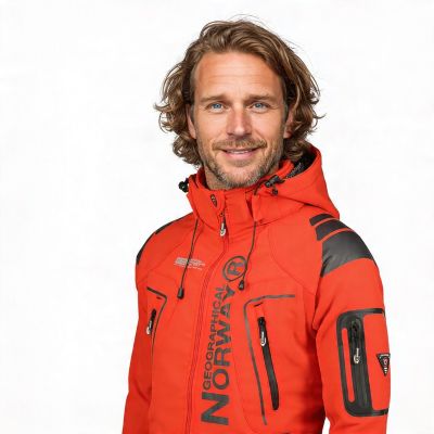 7. Geographical Norway Techno MEN 056 BS3 Herren Sportjacke mit verstellbarer Kapuze, wasserdicht, rot (WU1060H/GN)