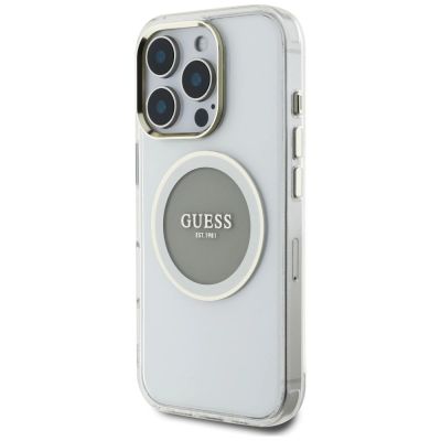 2. Guess IML Metal Colored Circle Classic Logo MagSafe Hülle für iPhone 16 Pro - Grau