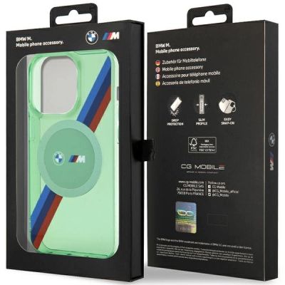 8. BMW M Tricolor Stripes MagSafe Hülle für iPhone 15 Pro – grün