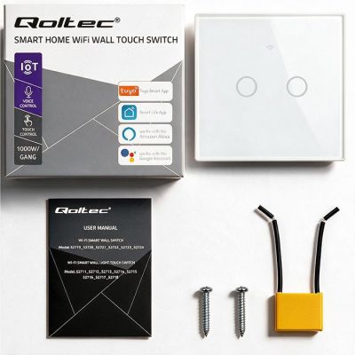 8. QOLTEC LICHT-EIN/AUS-SCHALTER | 2-KANAL-TOUCH-BEDIENUNG | WLAN | TIMER | TUYA | WEISS