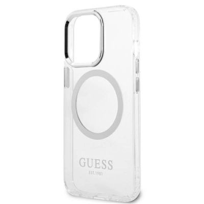 6. Guess Metal Outline MagSafe Hülle für iPhone 13 Pro / iPhone 13 – Silber