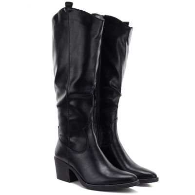 4. Schwarze Cowboystiefel mit Blockabsatz M.Daszyński SA261-6