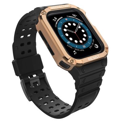 Schutzarmband für Apple Watch 42/44/45 mm Panzergehäuse-Armband - Schwarz, Roségold