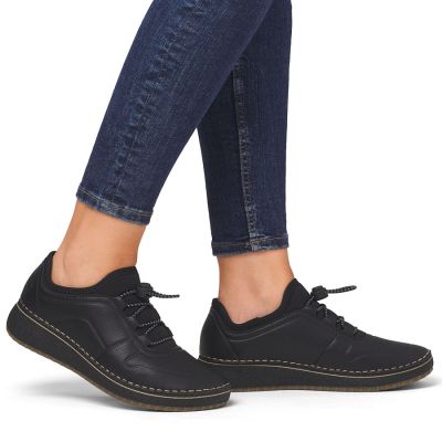 6. Rieker 50960-00 Damen-Lederschuhe mit hohem Absatz, schwarz