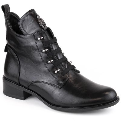 17. Jezzi W JEZ412A isolierte flache Stiefeletten, schwarz