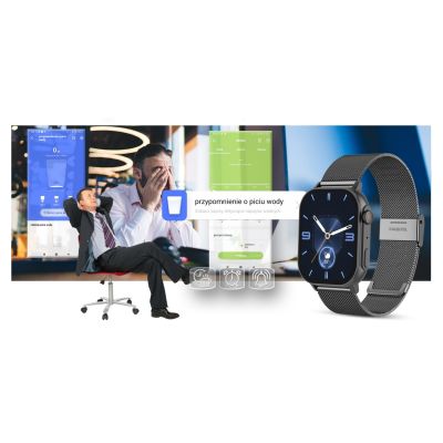 19. Smartwatch Gravity GT15-4 mit blauem Silikonarmband + Titanarmband