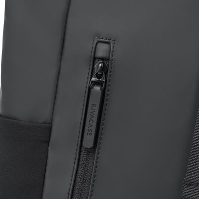 21. Rivacase Eden Rucksack, Roll-Up-Rucksack, Schwarz, Polyester, Gewachstes Leder (zum Hochziehen)