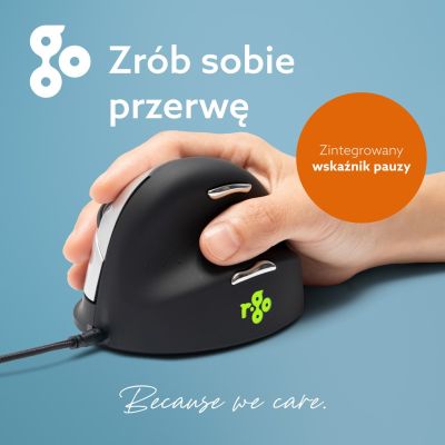 12. Ergonomische Maus für Rechtshänder R-Go Pele HE USB groß schwarz/silber (Einzelhandel)