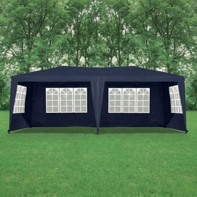 4. PE Garten-Cateringzelt-Pavillon 6x3M + 6 Wände Marineblau