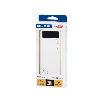 3. BLOW Powerbank 20000 mAh QC+PD 20 W + Lightning White PB20E