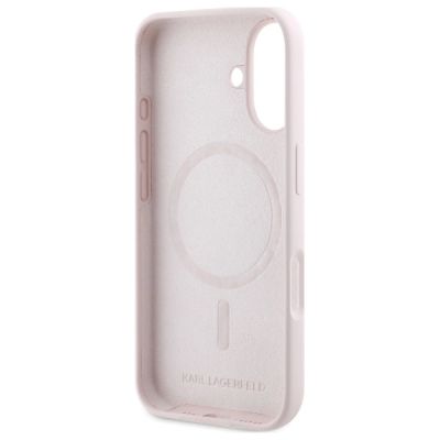 7. Karl Lagerfeld Silikon Nauble Heads Print MagSafe Case für iPhone 16 - Pink