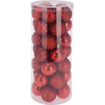 44. Dekorative Kunststoffkugeln, 6 cm, Set mit 35 Stück, rot