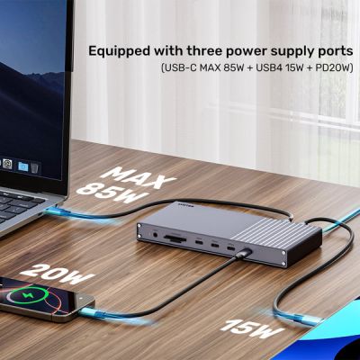 17. Unitek Triple USB4 40Gb/s Dockingstation, 120W Netzteil
