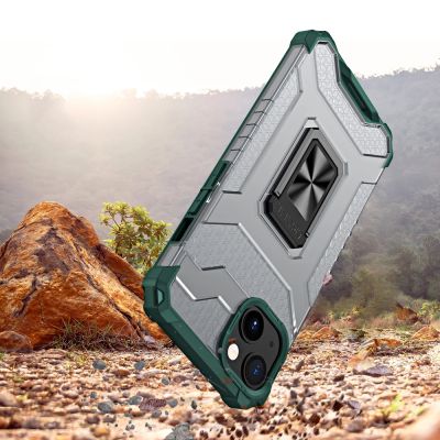 4. Crystal Ring Case robuste Kickstand TPU/PC Panzer Handyhülle Hard Case für iPhone 13 mini grün
