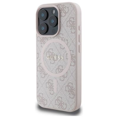 2. Guess 4G Ring Classic Logo MagSafe-Hülle für iPhone 16 Pro Max – Rosa