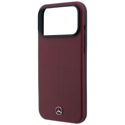 6. Mercedes Leder-Halbhülle mit ikonischer Linie und MagSafe-Funktion für iPhone 18 Pro Max / 17 Pro Max – bordeauxrot