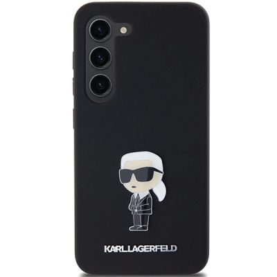 3. Karl Lagerfeld Silikon Ikonik Metal Pin Hülle für Samsung Galaxy S23+ – Schwarz
