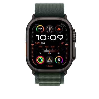 3. Apple Watch Alpine Loop Armband für Watch Ultra 49mm Dunkelgrün / Titan schwarz (S)