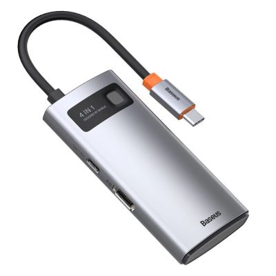 7. Baseus Metal Gleam 4in1 Multifunktions-HUB USB Typ C - USB Typ C Stromversorgung 100 W / HDMI 4K 30 Hz / 1x USB 3.2 Gen 1 / 1x USB 2.0 (CAHUB-CY0G)