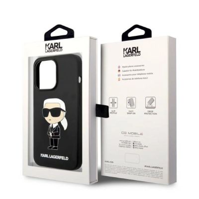 8. Karl Lagerfeld Silikon Ikonik MagSafe Hülle für iPhone 14 Pro – Schwarz