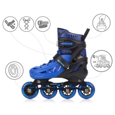 8. Meteor S 30-33 Loky Rollschuhe Schwarz/Blau