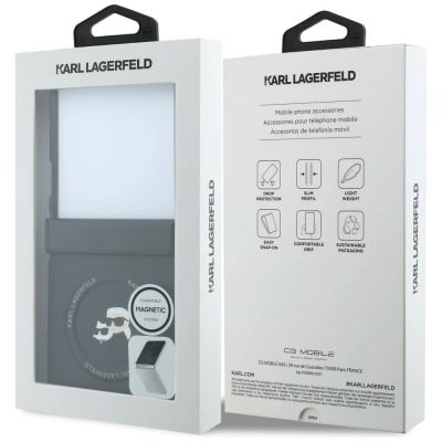 8. Karl Lagerfeld Karl&Choupette Pins MagSafe Hülle für Samsung Galaxy Z Flip 8 - Schwarz