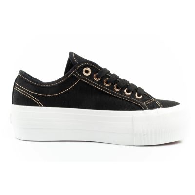 13. Lee Cooper Damen-Sneaker mit Plateausohle, schwarz mit Gold