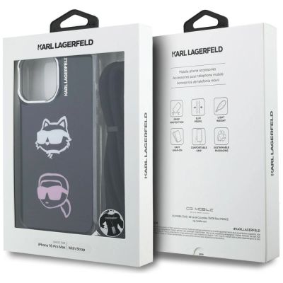 7. Karl Lagerfeld IML Crossbody Karl&Choupette Head Case für iPhone 16 Pro Max - Schwarz