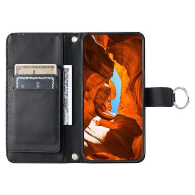 2. Samsung Galaxy A37 5G Leder-Wallet-Case mit Ständer und Schultergurt – Schwarz